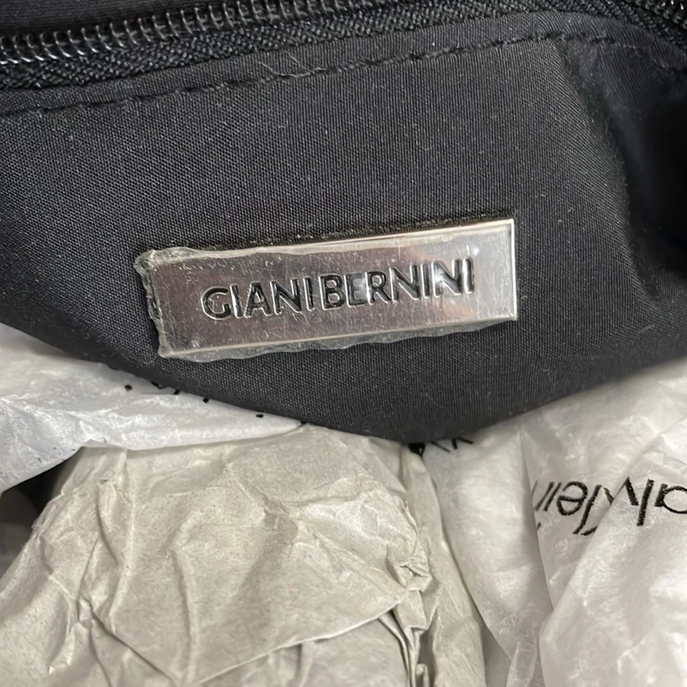 Giani Bernini Black and Brown Satchel with Textured Trim